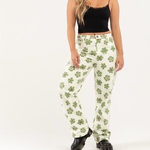 RSQ Printed Womens High Rise Straight Leg Jeans - Cream Combo | 32